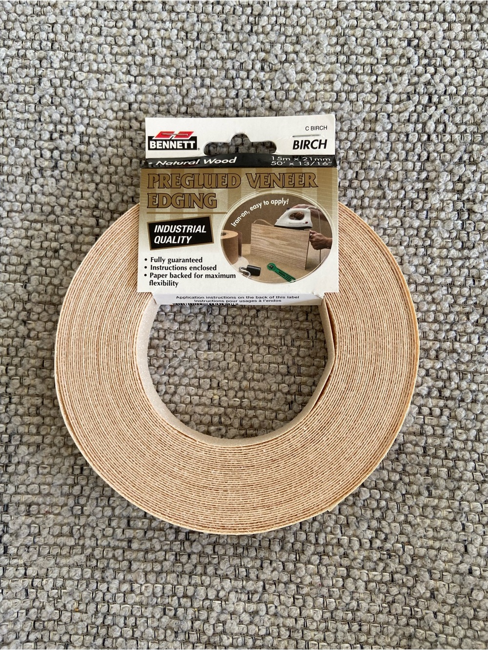 50’ 13/16” Pre-glued Birch Veneer Edging Tape in Natural Birch